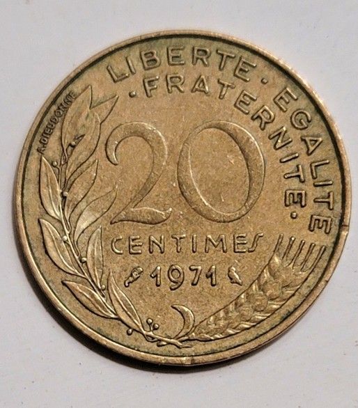 1971 France 20 CENTIMES Coin French Republic
