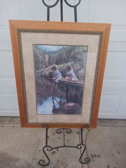 Vintage framed Watching and Reflecting limited edution print signed Steve Hanks