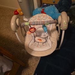 Swing, Cheetah Carrier, Baby Bullet Food Maker, And Mickey Mouse Umbrella Stroller, Bottles And Breast Milk Storage Bottles Glass And Plastic.