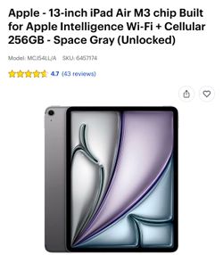 13 INCH IPAD AIR WITH CELLULAR 256GB W/ Apple Pencil