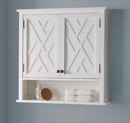 Alaterre Furniture Coventry 27 in. W Wall Cabinet with Two Doors and Open Shelf in White=Pal-942
