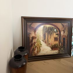 Wall painting with  2 free matching Vase