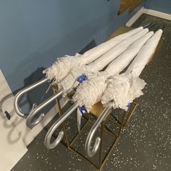 4 White Umbrellas With Ruffle