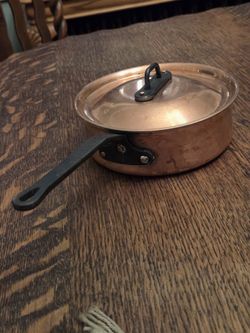 Lara Copper Sauce Pan With Lid -- 6" Diameter X 2" Deep