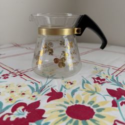Pyrex Vintage Mini Serve Gold Clover Carafe 