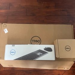 34”  curved dell monitor with mouse and keyboard