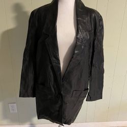 Women’s Black Leather Coat 