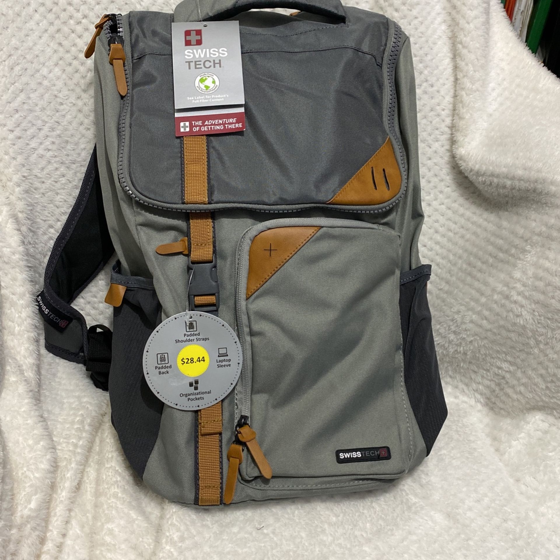 New SwissTech Grey Padded Laptop back pack Go Bag Great Buy