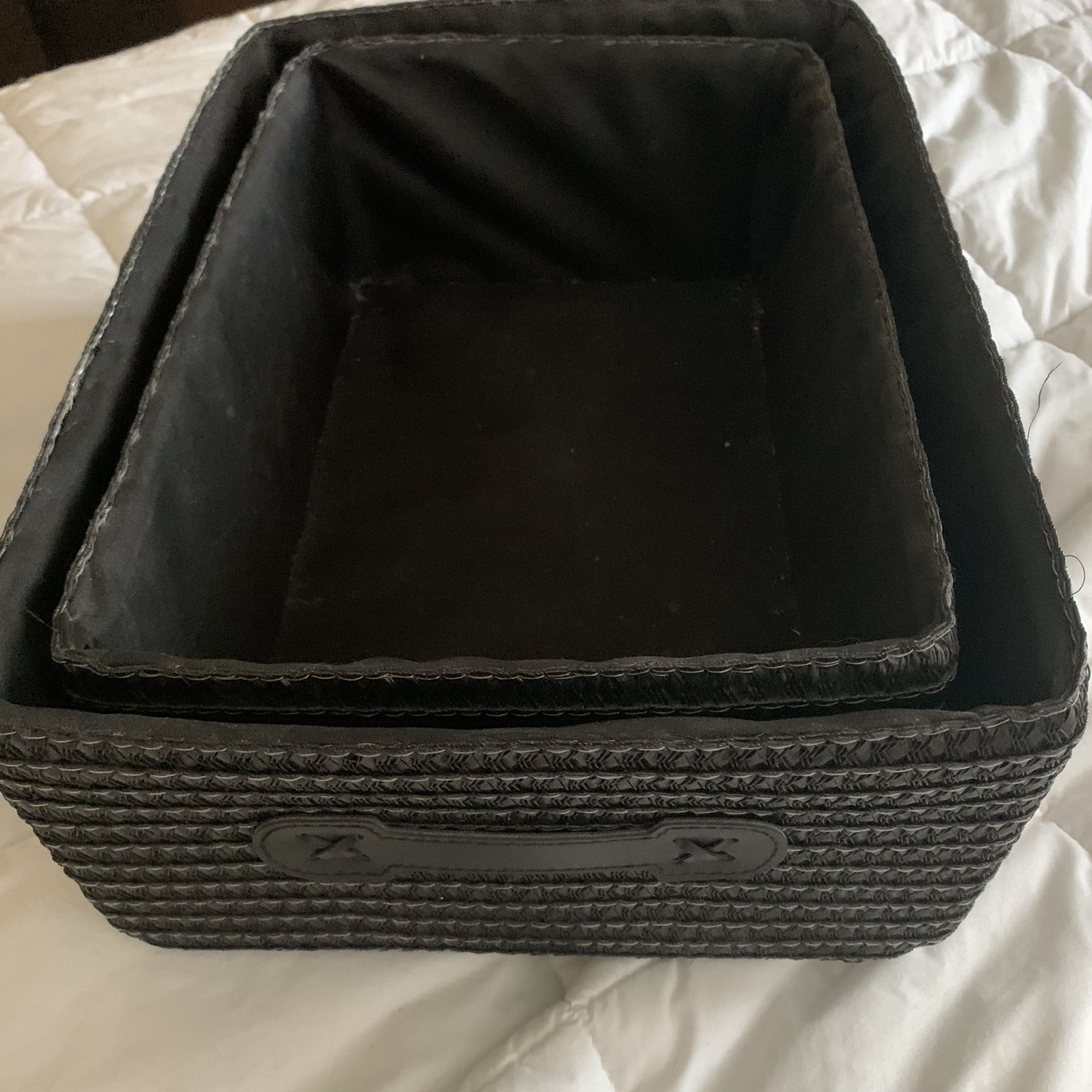 Set of 2 black storage baskets