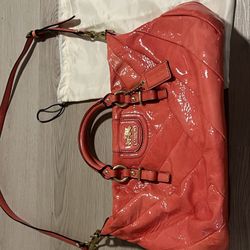 The Coach Madison Diagonal Pleated Patent Leather Juliette Satchel