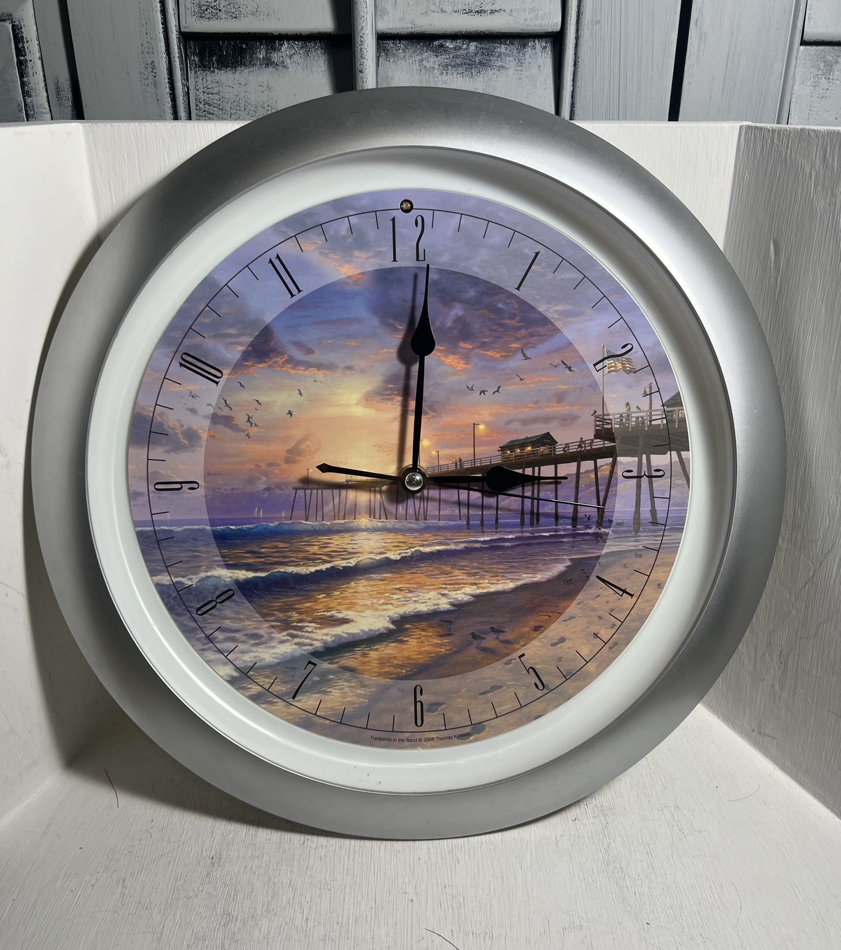 2008 Thomas Kinkade Footprints in the Sand Wall Clock
