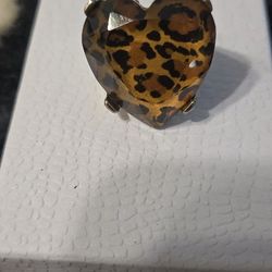 Animal Print Heart Ring Sz 7