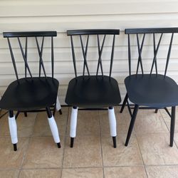 3 Black Metal Dining Chairs