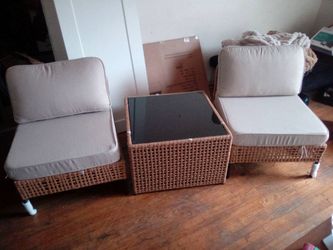 Rattan Bistro Set 2 Chairs and Coffee Table