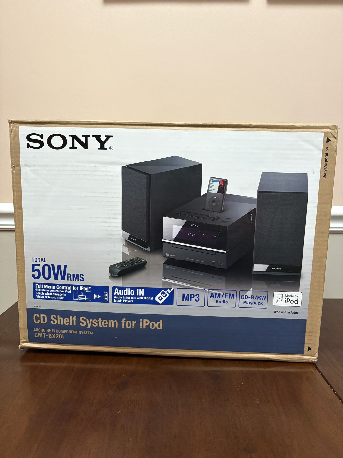 Sony CMT-BX20i Micro Hi-Fi Shelf System CD Player Radio iPod Dock Remote New