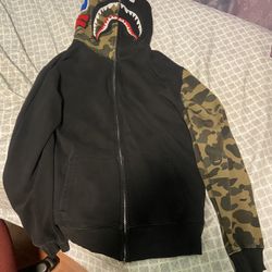 Bape Shark Half Camo Sleeve Full Zip Hoodie
