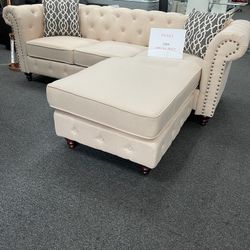 Sectional Sofa Ivory Color Fabric $599