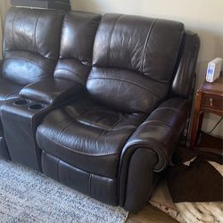 2 Leather Loveseats Dark Brown
