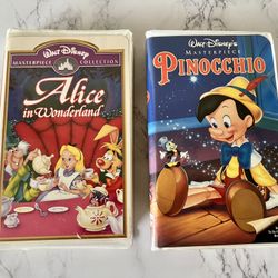 Disney VHS: Alice In Wonderland & Pinocchio