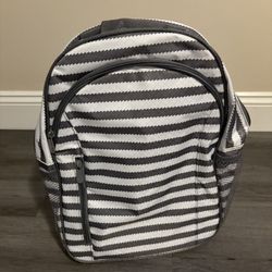 NEW Thirty-one Gray and White Striped Backpack. 