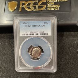 1976 S Gem Proof Roosevelt Dime Graded At PR69 With A Deep Cameo B-14