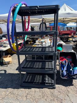 Black Plastic 5-Tier Storage Shelving Unit