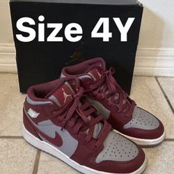 Nike Air Jordan 1 Mid Cherrywood Red Sz 4Y Youth DQ8423-615 Brand NEW Never Worn w/ Original Box