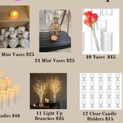 Mini Vases, Votives, & Light Up Branches