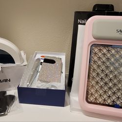 Brand new!! Saviland Pink Nail Dust Collector & Bling Cordless Drill W/ UV/LED Nail Lamp 