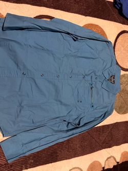Overdrive industries size large with long sleeve color turquoise blue
