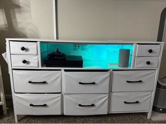 cloth white dresser or tv stand