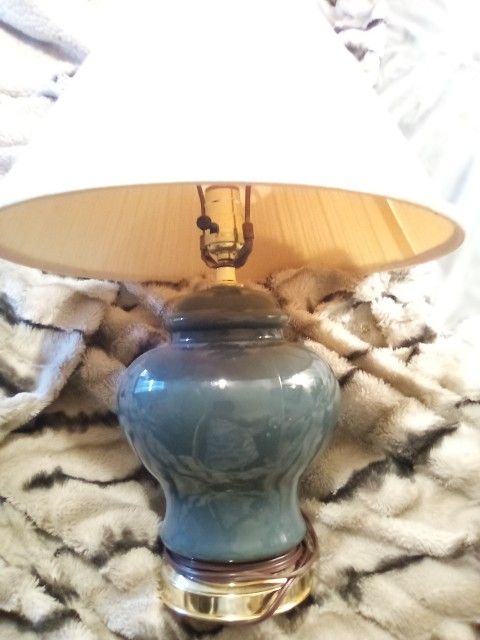 Vintage 80s Green Ceramic 13" Lamp