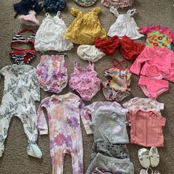 12 Months Summer Girl Clothing Sandals Sun Hat Swimsuits Organic Burts Bees 