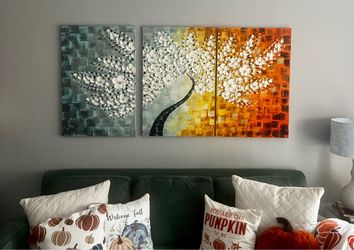 3-Piece Textured Blossom Tree Canvas Wall Art