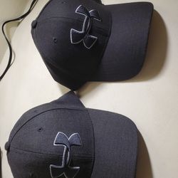 2 Under Armour Hats  Black & Charcoal Gray Size Large/xl