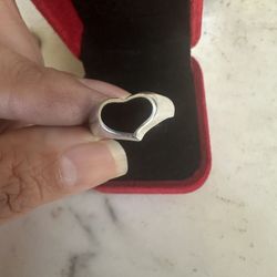 925 Sterling Silver Black Onyx Heart ❤️ Ring , Size 7 , Marked 925 