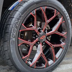 22" . Chevy Silverado GMC Sierra Glossy BLACK Wheels & Tires Suburban Escalade Tahoe Yukon Rims Rines Setof4..FINANCING..