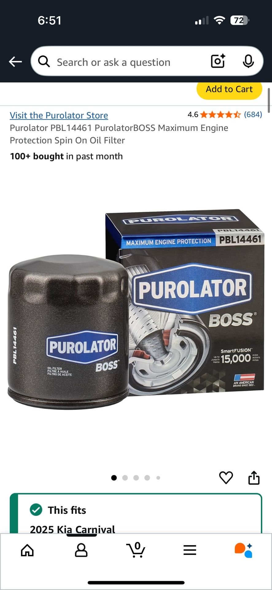 Brand New Purolator PBL14461 Oil Filter