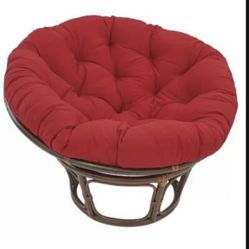 Pier One Brand Taupe Papasan 45” Chair With Red Cushion 