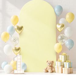 2 Backdrop cover for parties- light yellow & checkered light sage green spandex