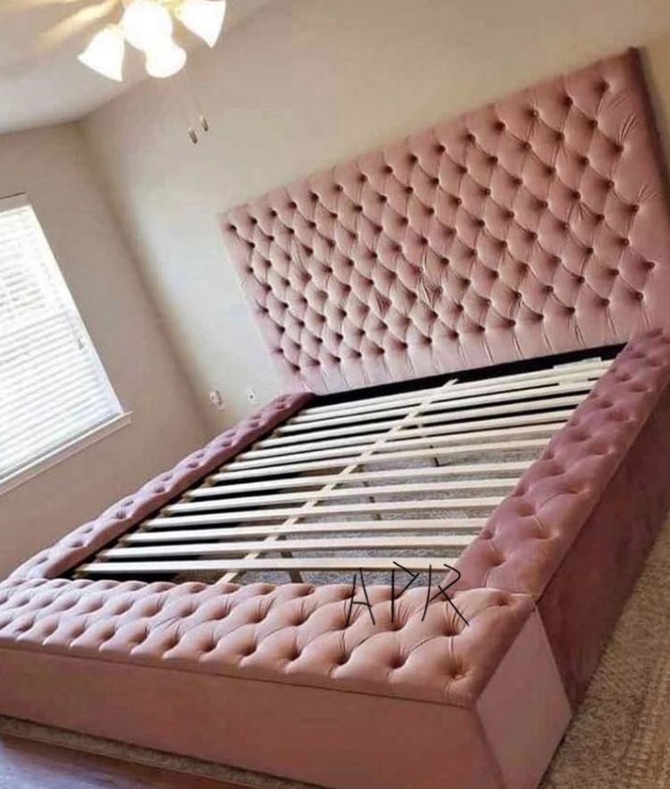 Pink Blue Black Gray Velvet Storage Platform Bed