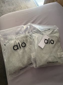 Alo Grey Quarter Zip Set Size M