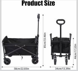 Collapsible Picnic Camping Cart, Folding Utility Beach Wagon, Garden Trolley Cart With Telescoping Handle-For Shopping Camping Garden Beach Grocery