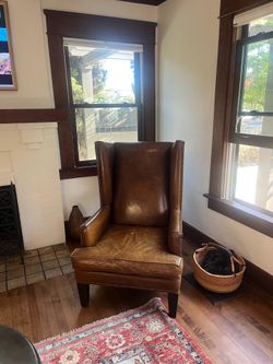 Beautiful leather wing back chair