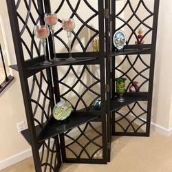 Decorative Folding Shelf Screen / Room Divider with Display Shelves - $100