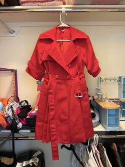 Red Trench style Coat size 4