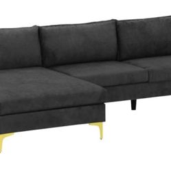 Sectional L Shaped Velvet Couch