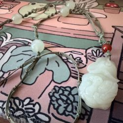 carved nephrite jade pendant necklace