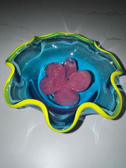 Signed Garcia Art Glass Hand Blown Art Glass Bowl 7” x 4” – Dated ’22