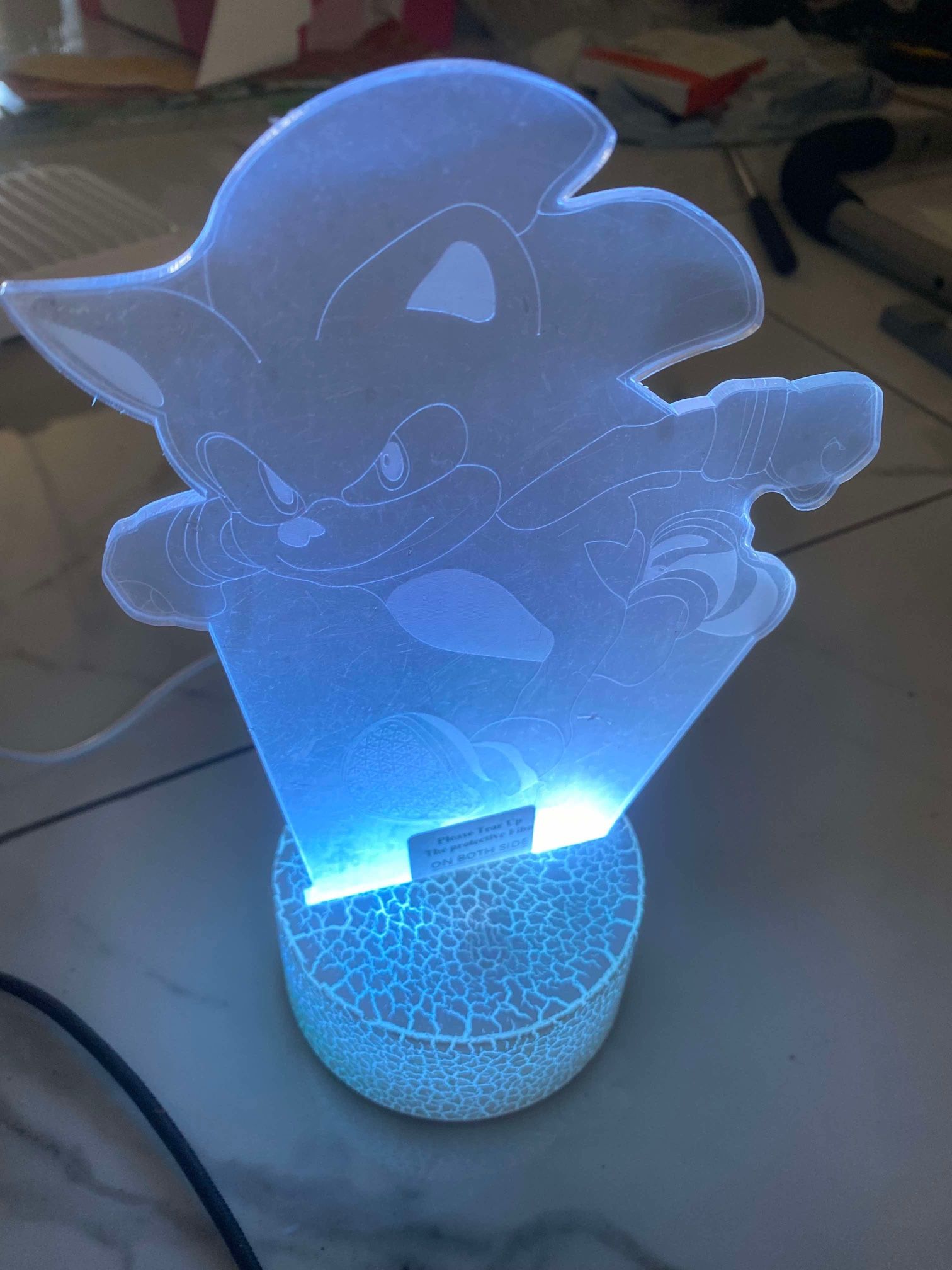 3D Illusion Sonic The Hedgehog Night Light Anime Table Lamp with Remote 16 Color